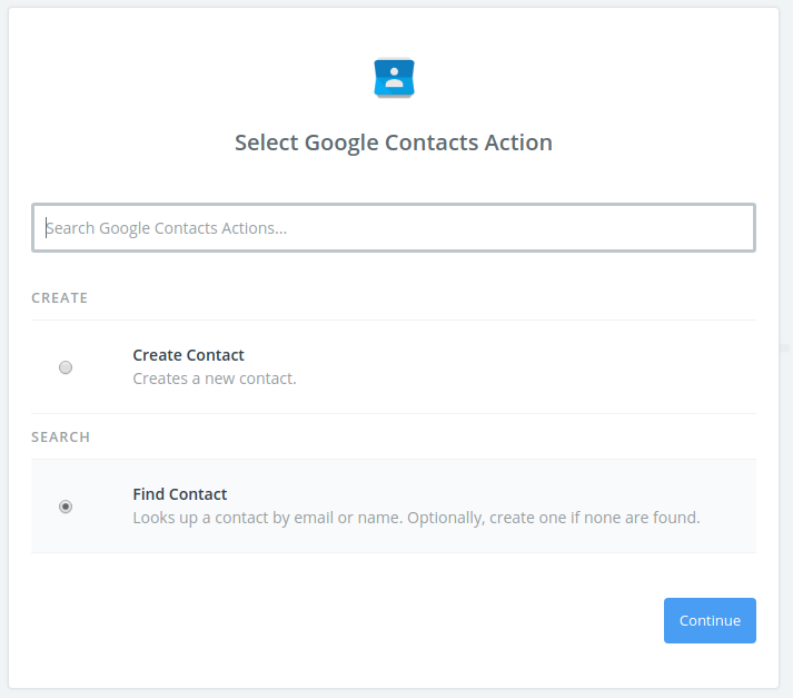 בחירת חיפוש ויצירה של איש קשר בגוגל