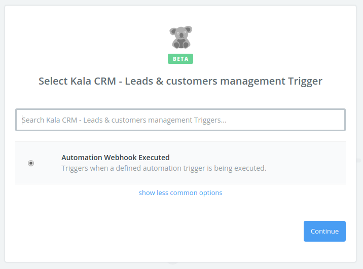 בחירת טריגר פעולה בקאלה