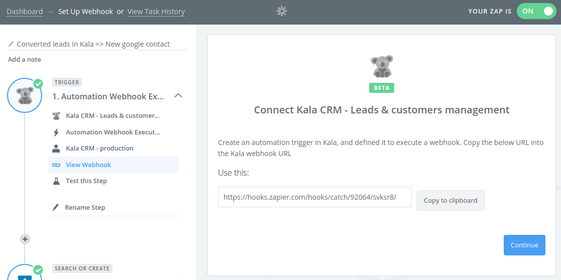 קבלת כתובת אליה יש לבצע קריאות עדכון על ידי הגדרת אוטומציה מתאימה בקאלה