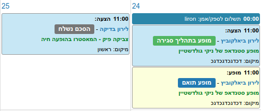 יומן - הצגת אירועים בפורמט מותאם אישית המבוסס על דוח נתונים