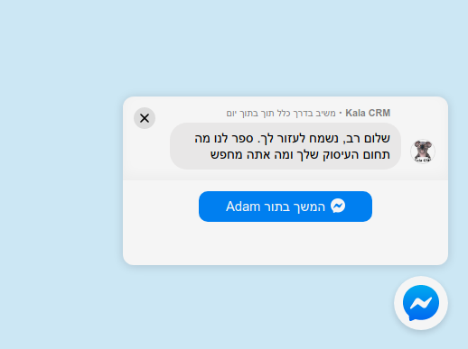 צאט פייסבוק מסנגר באתר